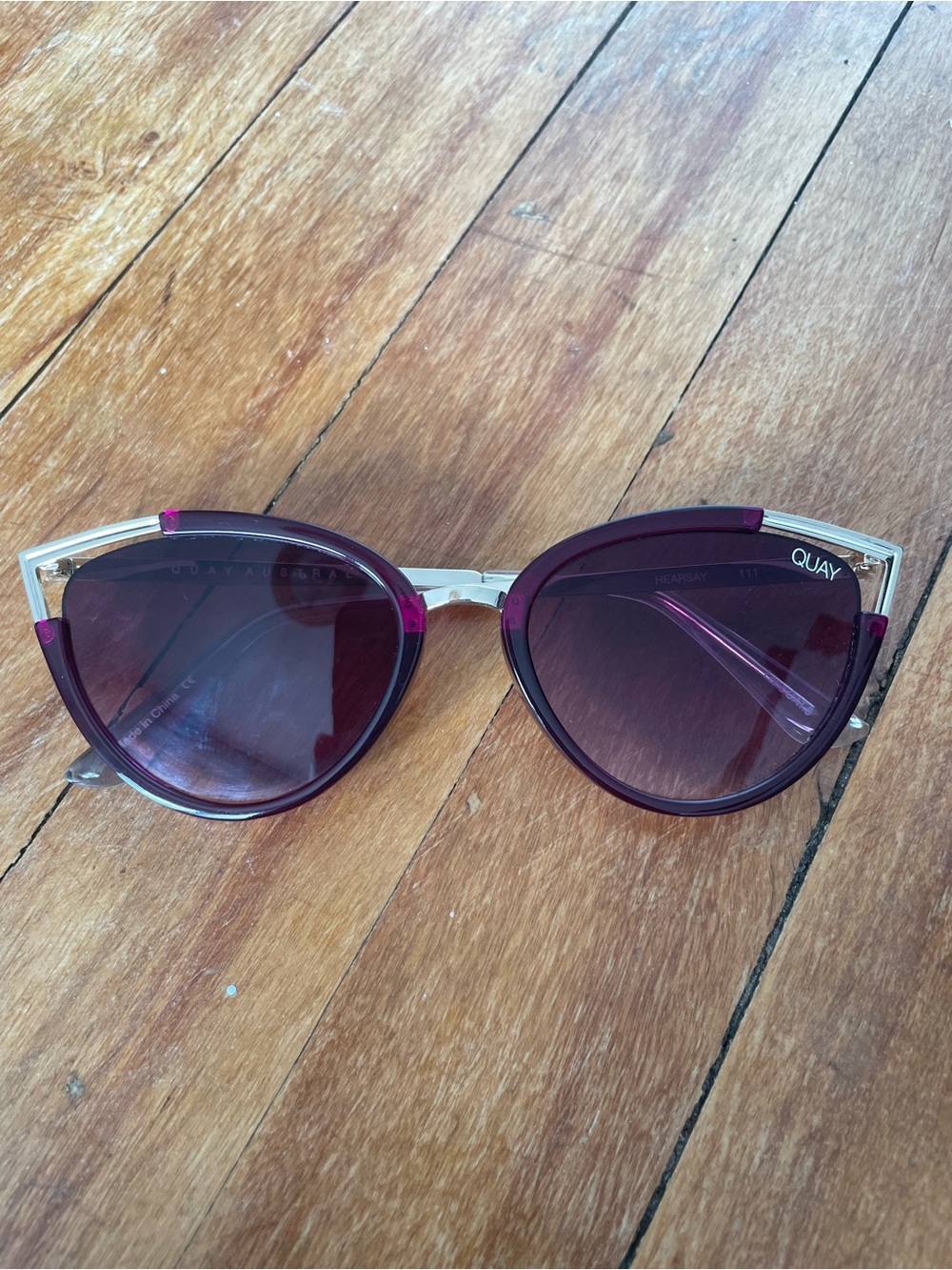 Quay Australia Purple Magenta Hearsay Cat Eye Sunglasses
